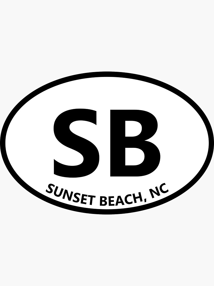 "SB Sunset Beach NC Modern Style Oval Design" Sticker for Sale by