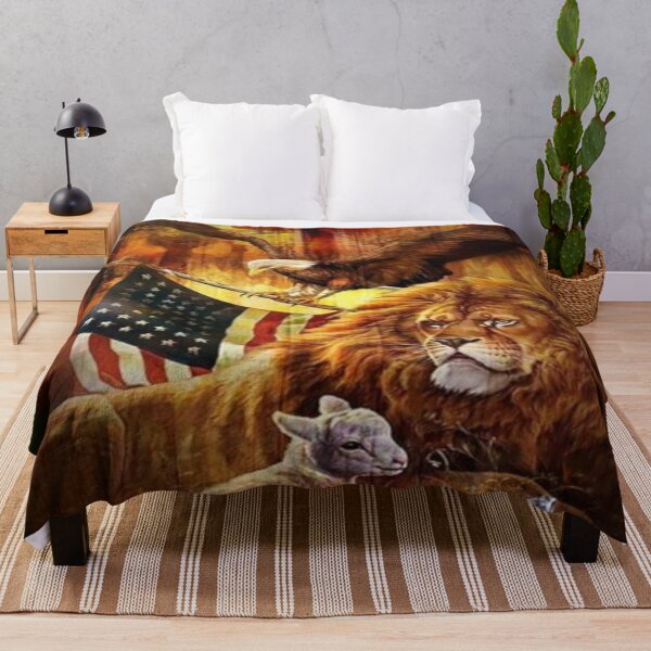 Item preview, Cross American Eagle American Flag Lion and Lamb designed and sold by Rowena Jones.