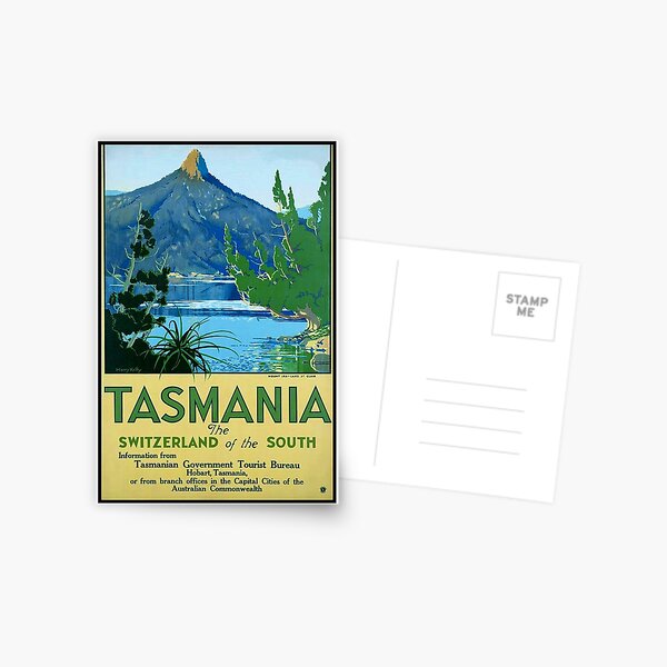 Vintage Tasmania Travel Poster Postcard