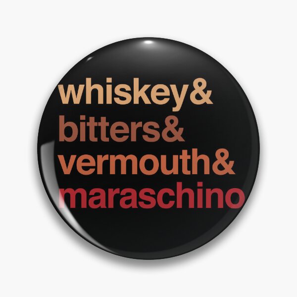 Item preview, Deconstructed Manhattan: whiskey & bitters & vermouth & maraschino (list of cocktail ingredients in true-to-life colors) designed and sold by Ofeefee.