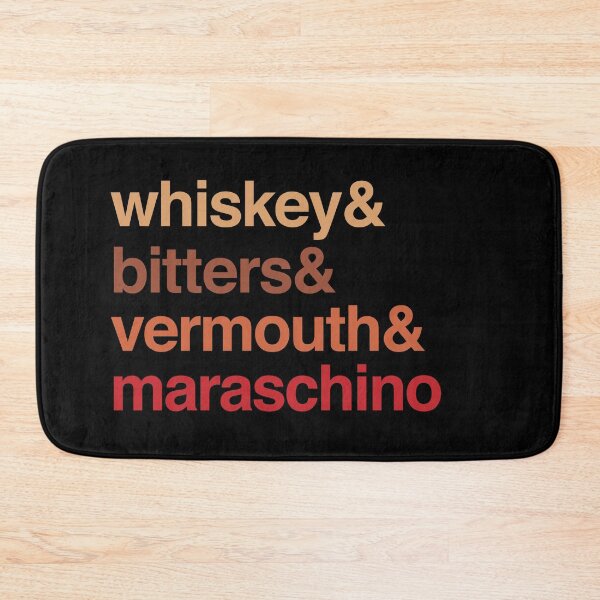 Item preview, Deconstructed Manhattan: whiskey & bitters & vermouth & maraschino (list of cocktail ingredients in true-to-life colors) designed and sold by Ofeefee.