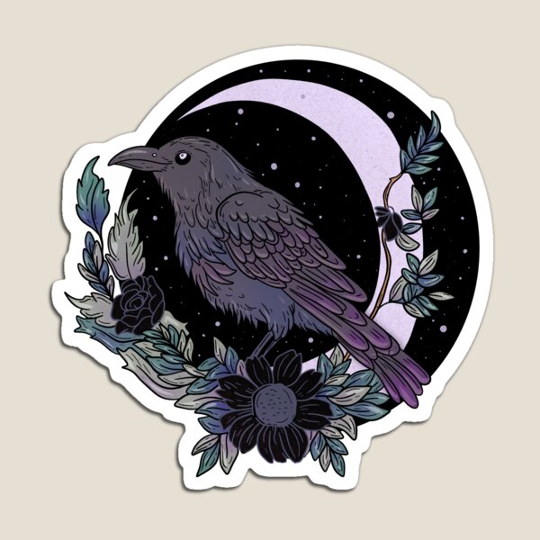 Moon and Crow Magnet