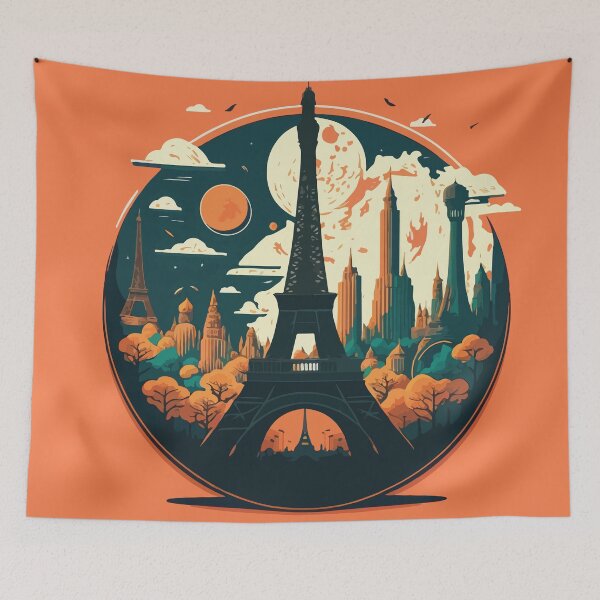 Item preview, Circular fanatasy Paris with Eiffel Towers designed and sold by ai-miilk.