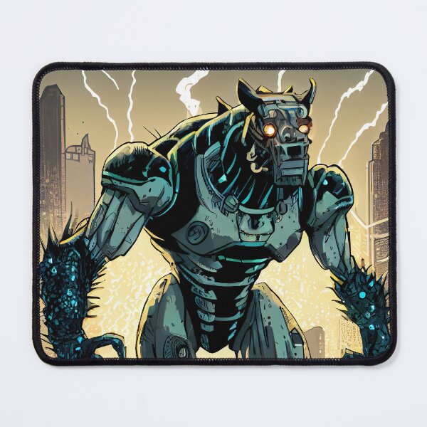 Item preview, Monster giant robot cyborg dog attacking the city designed and sold by KoolArtDistrict.