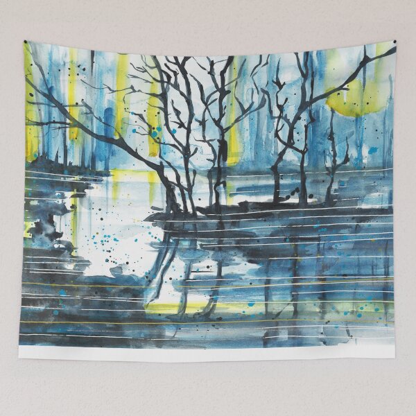 Item preview, Beautiful nature landscape, watercolor sunset, trees designed and sold by anaozzart.