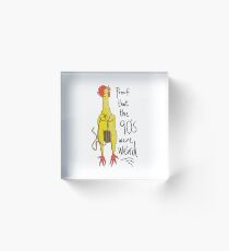Rubber Chicken with a Pulley in the middle Acrylic Block