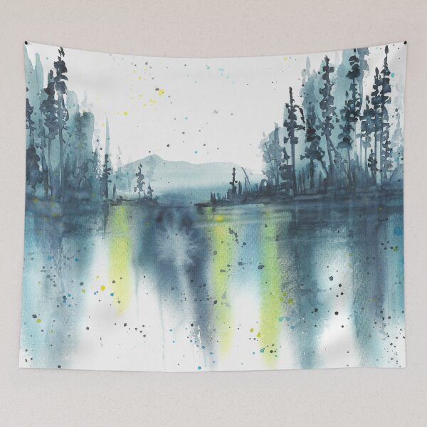 Item preview, Beautiful nature landscape, watercolor sunset, trees designed and sold by anaozzart.