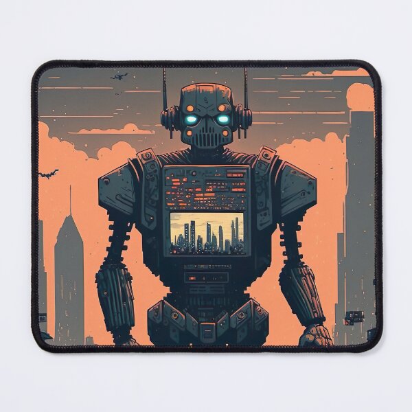 Item preview, Giant futuristic robot attacking the city designed and sold by KoolArtDistrict.
