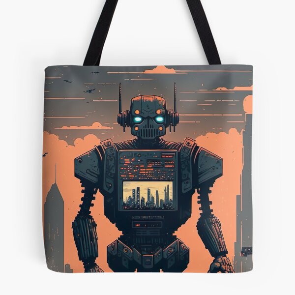 Item preview, Giant futuristic robot attacking the city designed and sold by KoolArtDistrict.