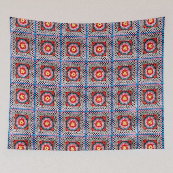 Item preview, Crochet Granny Square Pattern in colorful designed and sold by Sasidenidesign.
