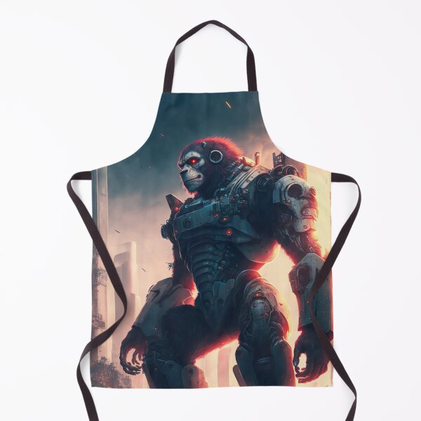 Item preview, Giant futuristic robot cyborg Monkey attacking the city designed and sold by KoolArtDistrict.