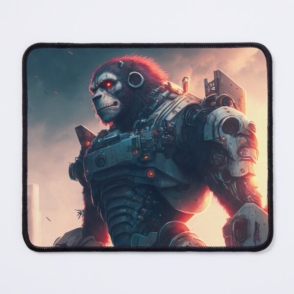 Item preview, Giant futuristic robot cyborg Monkey attacking the city designed and sold by KoolArtDistrict.