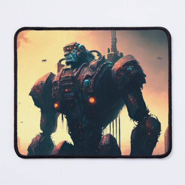 Item preview, Giant futuristic robot cyborg Monkey attacking the city designed and sold by KoolArtDistrict.