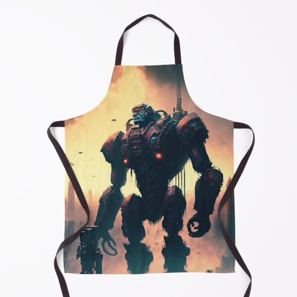 Item preview, Giant futuristic robot cyborg Monkey attacking the city designed and sold by KoolArtDistrict.