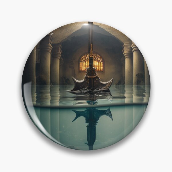 Item preview, Japanese samurai sword reflection on water in cathedral designed and sold by forwardthinker.