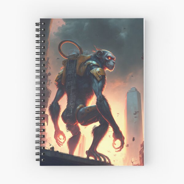 Item preview, Giant futuristic robot cyborg Monkey attacking the city designed and sold by KoolArtDistrict.