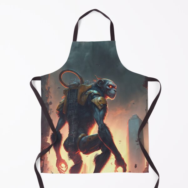 Item preview, Giant futuristic robot cyborg Monkey attacking the city designed and sold by KoolArtDistrict.