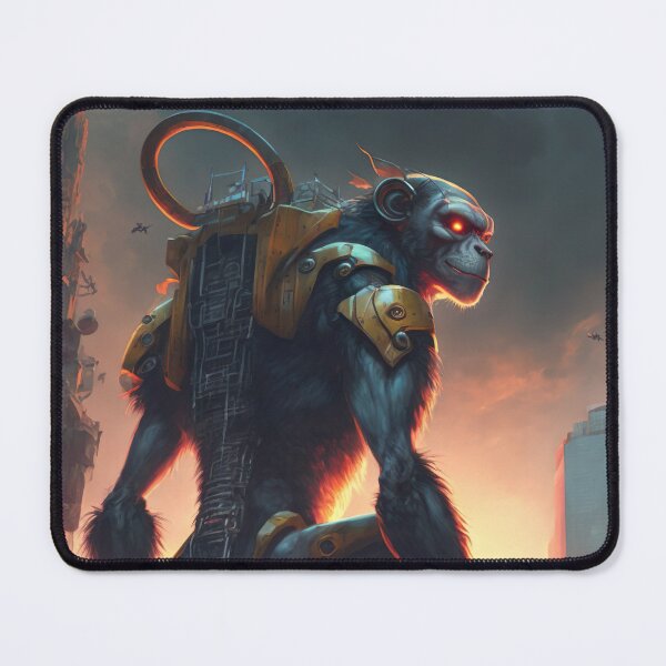 Item preview, Giant futuristic robot cyborg Monkey attacking the city designed and sold by KoolArtDistrict.