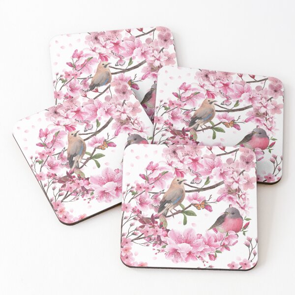 Item preview, Cute Birds Perched on Cherry blossoms - Cottagecore Botanicals designed and sold by ttsayt1earth.