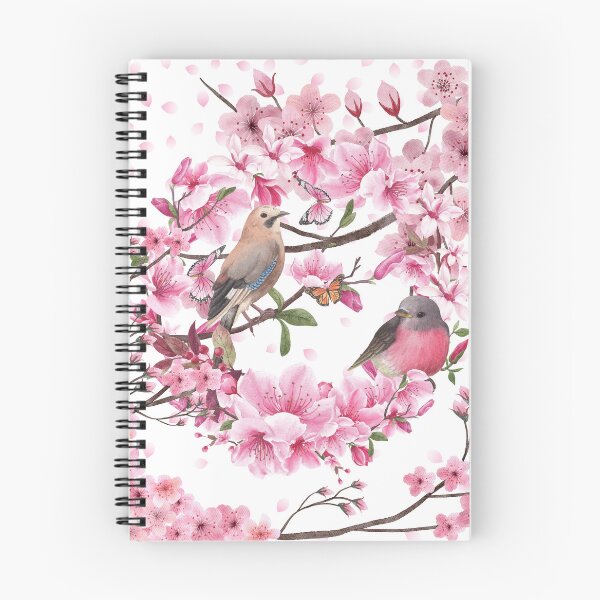Item preview, Cute Birds Perched on Cherry blossoms - Cottagecore Botanicals designed and sold by ttsayt1earth.
