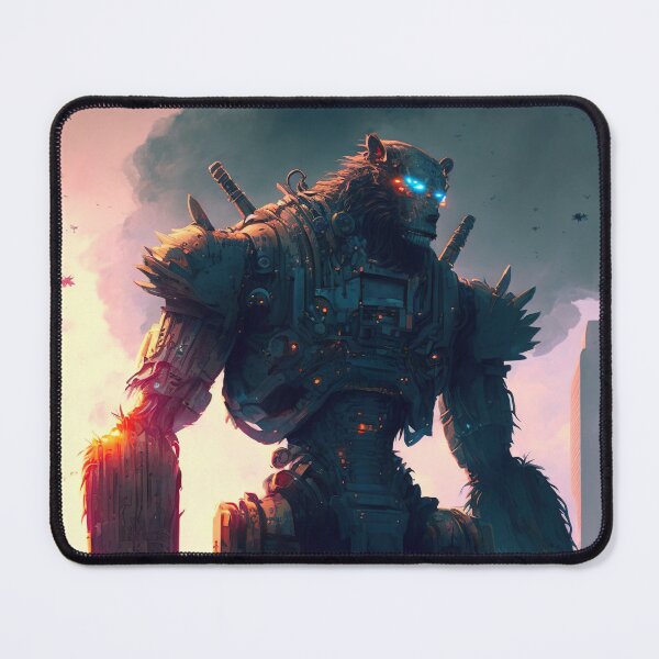 Item preview, Giant futuristic robot cyborg Monkey attacking the city designed and sold by KoolArtDistrict.