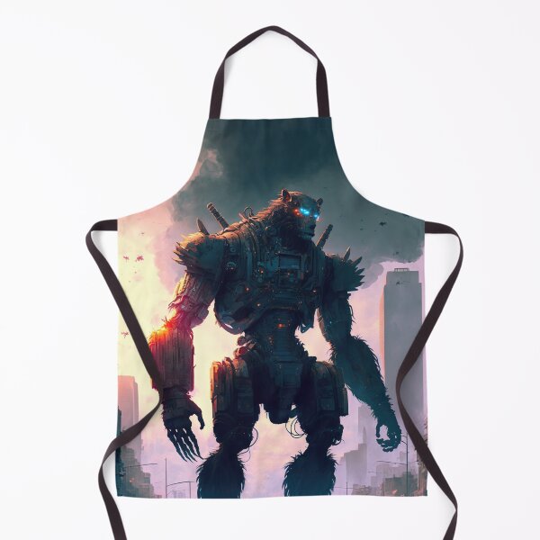 Item preview, Giant futuristic robot cyborg Monkey attacking the city designed and sold by KoolArtDistrict.