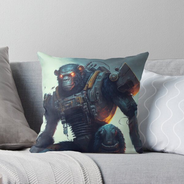 Item preview, Giant futuristic robot cyborg Monkey attacking the city designed and sold by KoolArtDistrict.