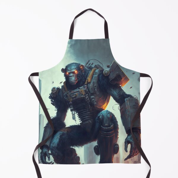 Item preview, Giant futuristic robot cyborg Monkey attacking the city designed and sold by KoolArtDistrict.