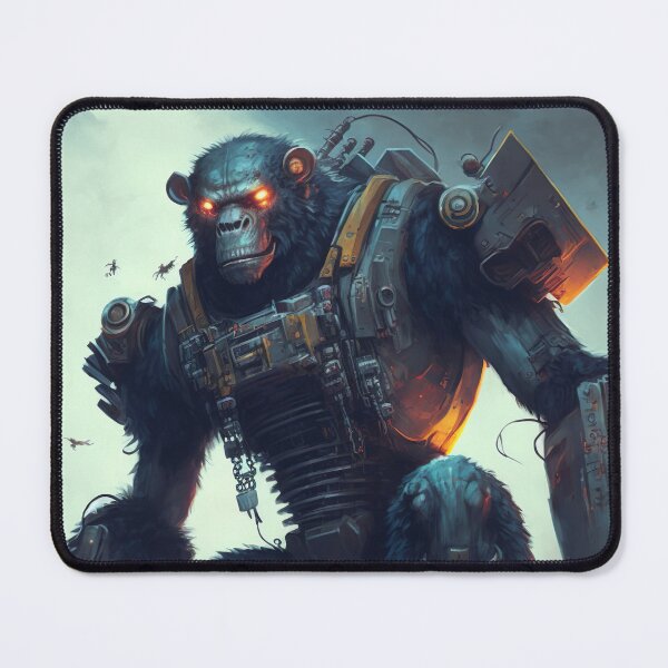 Item preview, Giant futuristic robot cyborg Monkey attacking the city designed and sold by KoolArtDistrict.