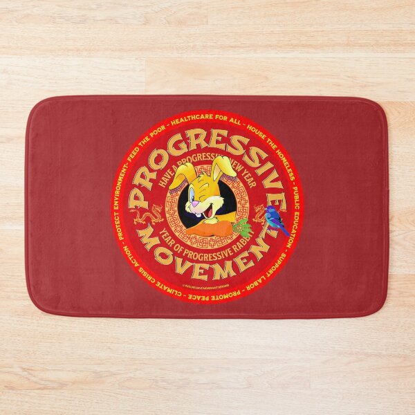 Item preview, PMD00195 Progressive Movement Designs Have a Progressive New Year on red  in Chinese New Year of rabbit motif with Progresive Birdie designed and sold by ProgressiveLeft.