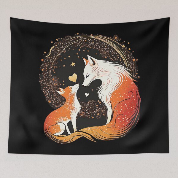 Item preview, TWO FOXES  A VIXEN AND HER CUB Midjourney AI Artwork designed and sold by davidjulie.