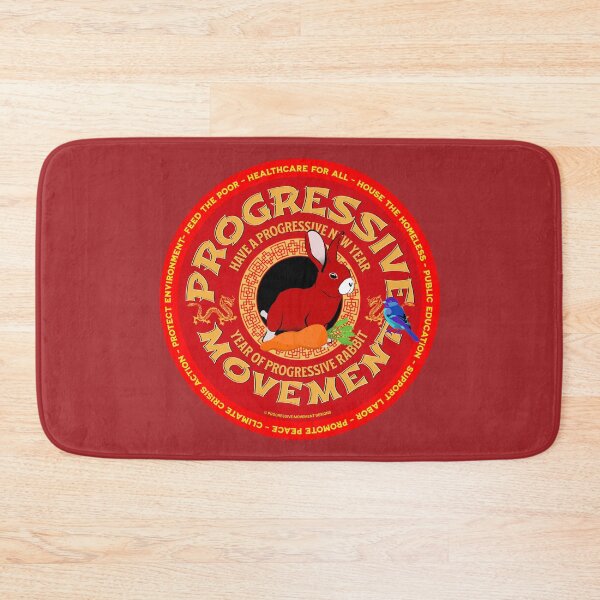 Item preview, PMD00196 Progressive Movement Designs Have a Progressive New Year on red  in Chinese New Year of rabbit motif with Progresive Birdie designed and sold by ProgressiveLeft.