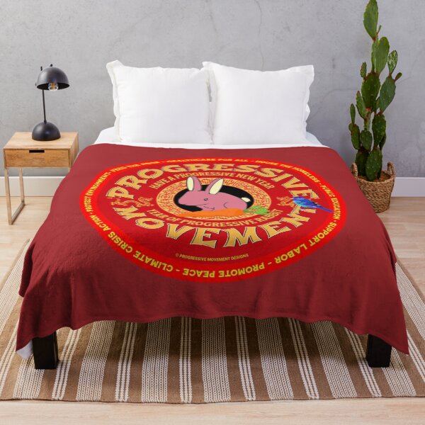 Item preview, PMD00197 Progressive Movement Designs Have a Progressive New Year on red  in Chinese New Year of rabbit motif with Progresive Birdie designed and sold by ProgressiveLeft.