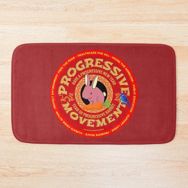 Item preview, PMD00197 Progressive Movement Designs Have a Progressive New Year on red  in Chinese New Year of rabbit motif with Progresive Birdie designed and sold by ProgressiveLeft.
