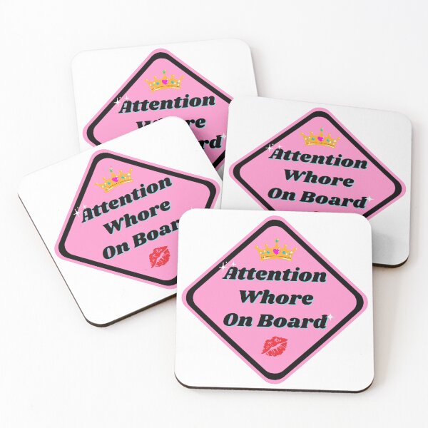 Item preview, Caution! Attention Wh*re On Board Pink Bumper Sticker designed and sold by hyperfocusrach.