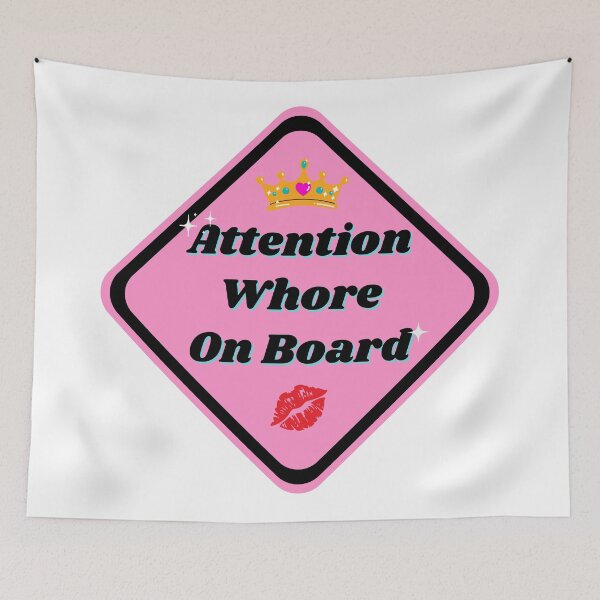 Item preview, Caution! Attention Wh*re On Board Pink Bumper Sticker designed and sold by hyperfocusrach.