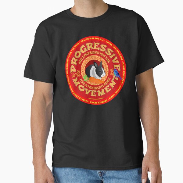 Item preview, PMD00198 Progressive Movement Designs Have a Progressive New Year on red  in Chinese New Year of rabbit motif with Progresive Birdie designed and sold by ProgressiveLeft.