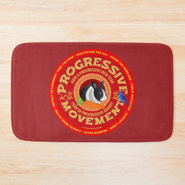 Item preview, PMD00198 Progressive Movement Designs Have a Progressive New Year on red  in Chinese New Year of rabbit motif with Progresive Birdie designed and sold by ProgressiveLeft.