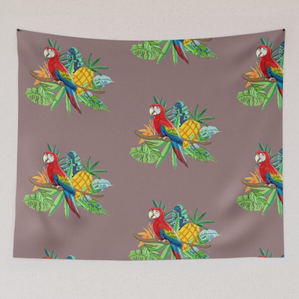 Item preview, parrot with tropical plants designed and sold by sonaadalian.