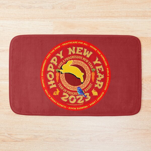 Item preview, PMD00199 Progressive Movement Designs Have a Progressive New Year on red  in Chinese New Year of rabbit motif with Progresive Birdie designed and sold by ProgressiveLeft.