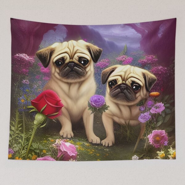 Item preview, Pugs in Wonderland  designed and sold by kosmicfairytale.