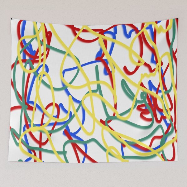 Item preview, Colorful Scribble Doodle Rainbow Primary Colors Painting Print Pattern designed and sold by hopecope.