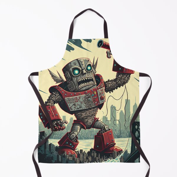 Item preview,  giant robot cyborg attacking the city - Japanese style designed and sold by KoolArtDistrict.