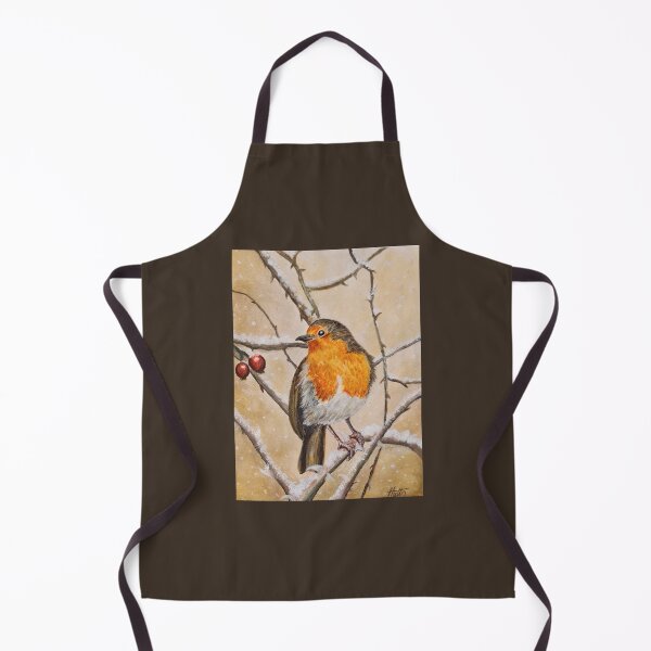 Item preview, Winter Robin on Hawthorne bush. Watercolour painting designed and sold by OilPaintsHatts.