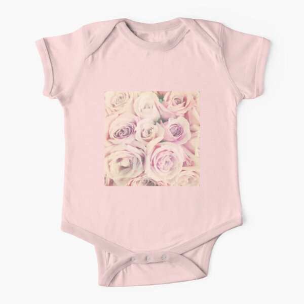 Gift for Gardener - Pink Rose Blush Pastel Gift - Floral Present Short Sleeve Baby One-Piece