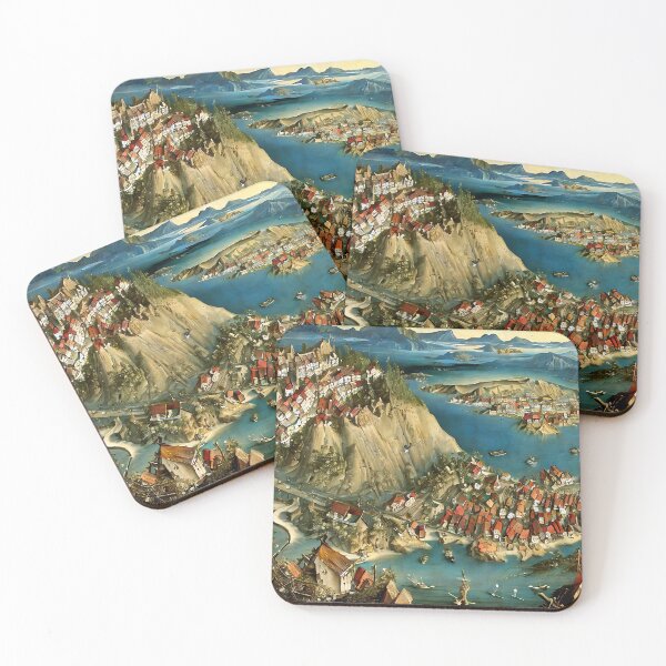 Item preview, Basque fishing village from a mountain top No 01 designed and sold by EasyElegance.