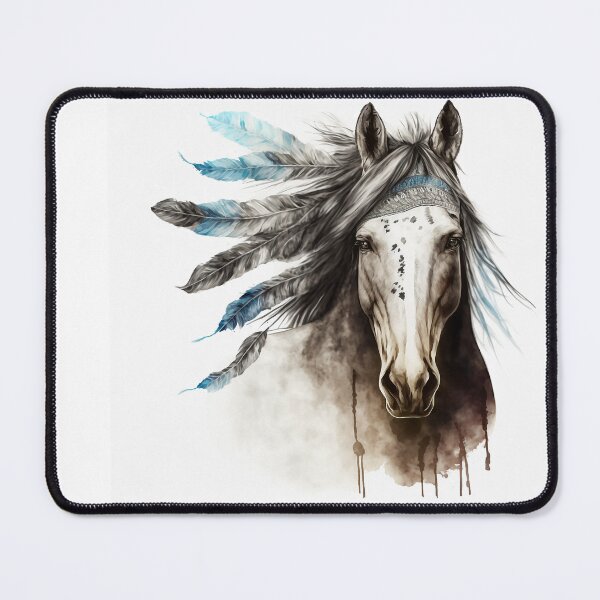 Item preview, Sepia Spirit Horse with flowing mane - Pencil Drawing - Boho Horse Portrait designed and sold by photo4u2.