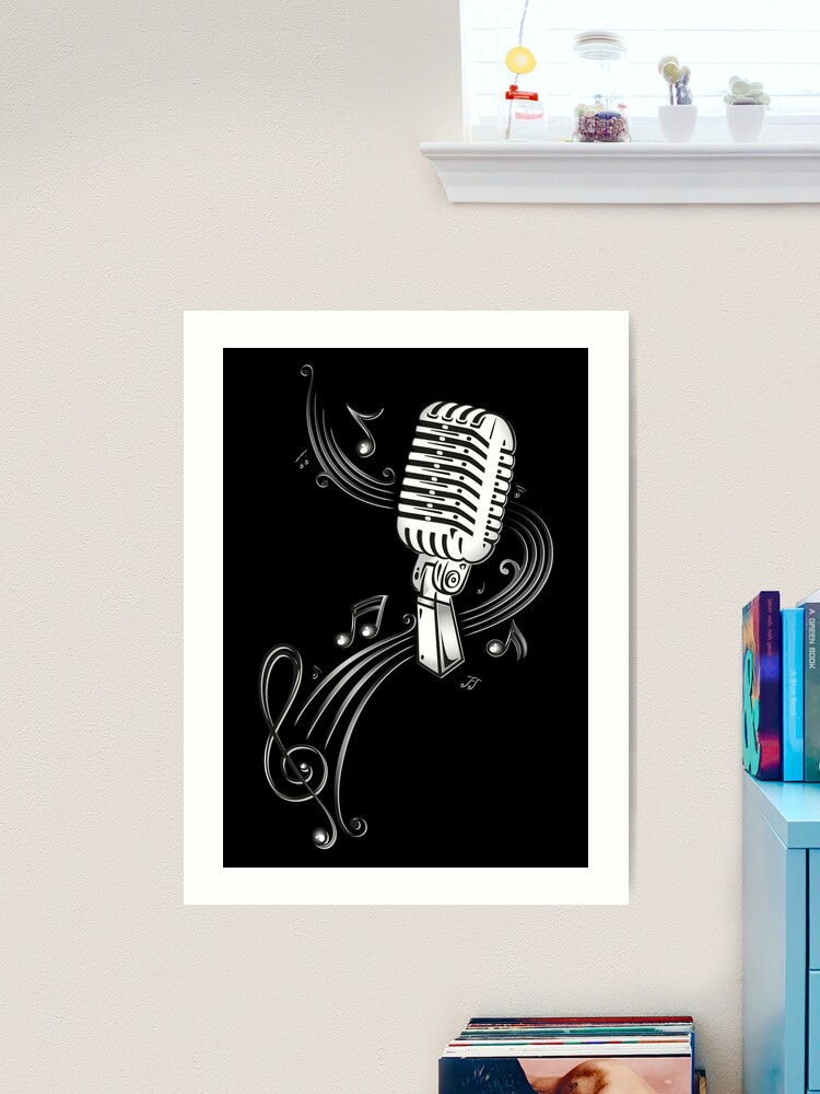 Retro Micro microphone Old School Microphone Scribble Music, Radio Podcast  Vintage, Music Notes and Clef Musician Art Board Print for Sale by  Merchking1