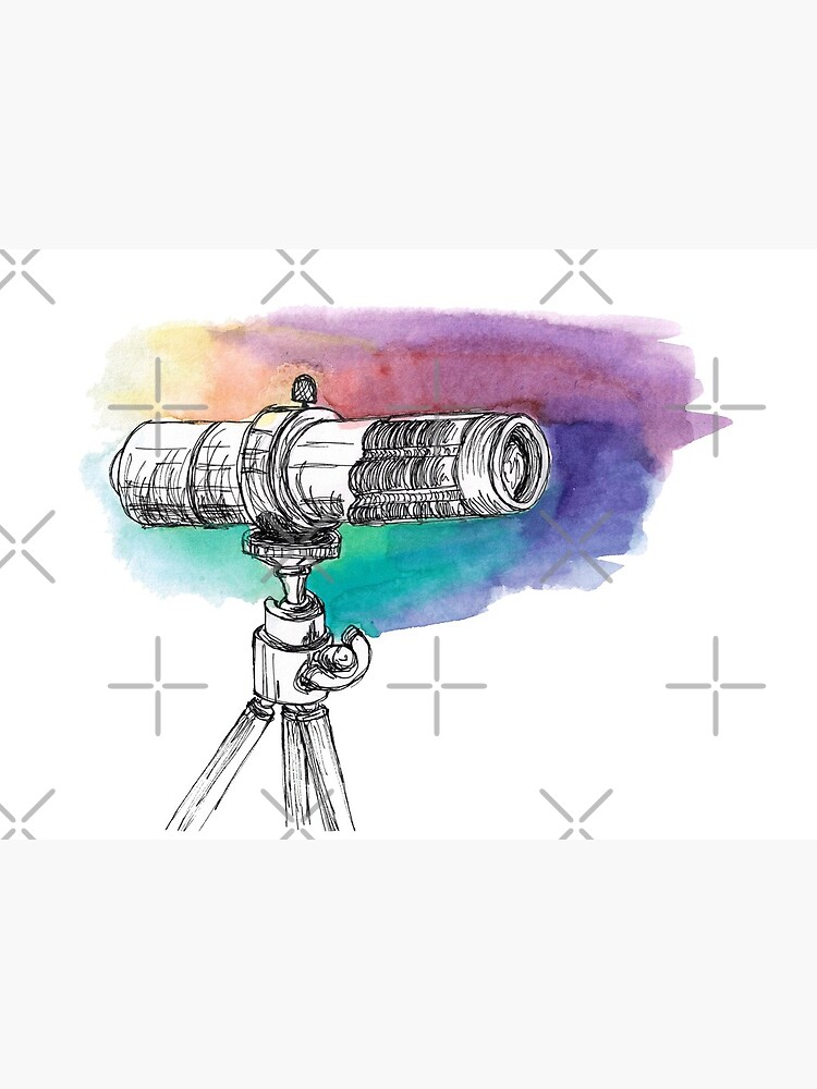 Watercolor spyglass on a rainbow background Art Board Print