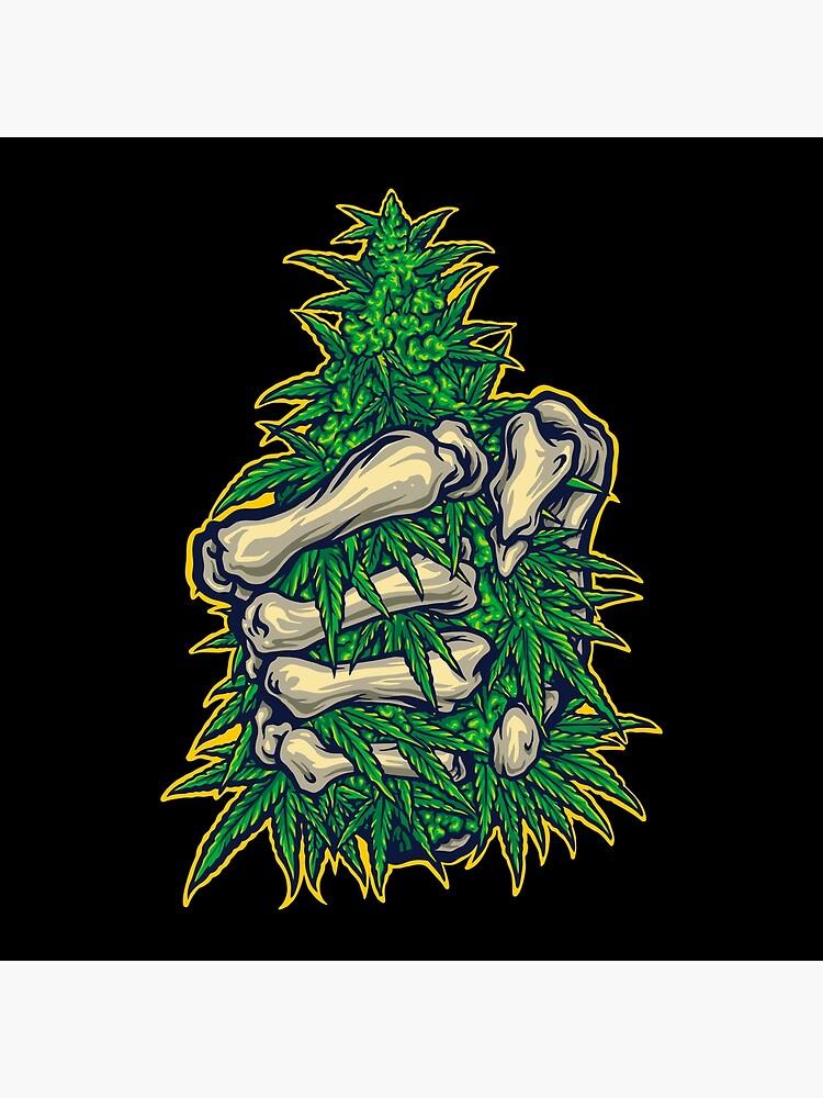 Discover Skeleton Fist Grabbing BIG Cannabis BUD Image ~ for Marijuana, Weed, Pot Smokers and Stoners Premium Matte Vertical Poster